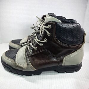 Creative Recreation Mens High-Top Strap Boots Sz 9.5 Brown Gray Leather Lug Sole